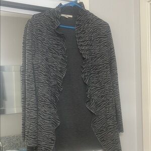 Fever Zebra Patterned Cardigan in Black and Gray